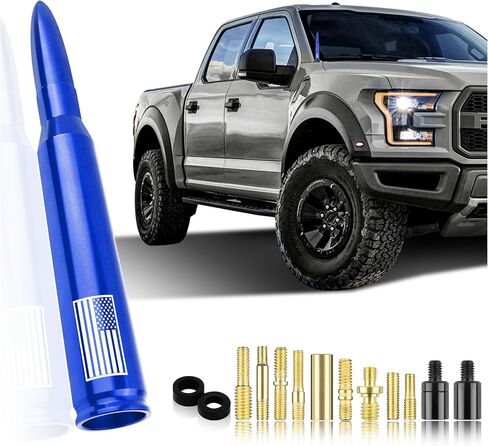 Car Bullet Antenna,Truck Exterior Decoration Accessories Car Vehicle Replacement Antenna Conpatible with Ford F150 RAM 1500 GMC Heavy Duty Pickup Trucks Accessories (New Upgrade Silver-U.S. Flag)… in Kuwait
