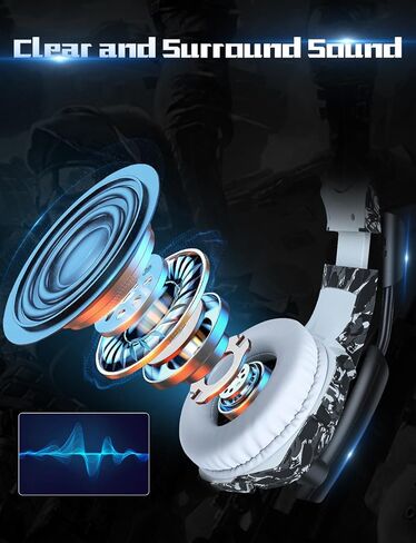 سماعة ألعاب FEIYING مع ميكروفون، سماعات ألعاب ستيريو 7.1 صوت محيطي PS4 سماعة رأس 50 مم، مقبس صوت 3.5 مم فوق الأذن سماعات سلكية لأجهزة الكمبيوتر المحمول PlayStation Xbox PS5 in Kuwait