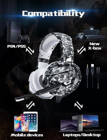 FEIYING Gaming Headset with Microphone, Gaming Headphones Stereo 7.1 Surround Sound PS4 Headset 50mm Drivers, 3.5mm Audio Jack Over Ear Headphones Wired for PC Switch PlayStation Xbox PS5 Laptop in Saudi Arabia