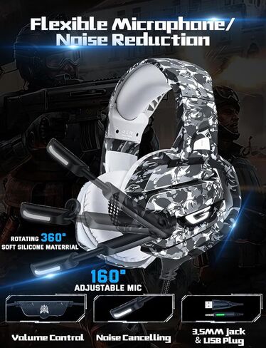 سماعة ألعاب FEIYING مع ميكروفون، سماعات ألعاب ستيريو 7.1 صوت محيطي PS4 سماعة رأس 50 مم، مقبس صوت 3.5 مم فوق الأذن سماعات سلكية لأجهزة الكمبيوتر المحمول PlayStation Xbox PS5 in Kuwait