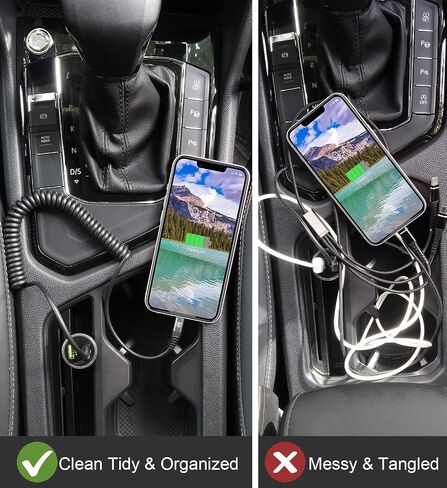 Coiled Lightning Cable, iPhone Charger Cable 3FT for Car, 2 Pack [Apple MFi Certified] 3 Feet Lightning Cord Compatible with iPhone14/13/12/11 Pro Max/XS MAX/XR/XS/X/8/7/Plus/6S iPad/iPod- Black in Kuwait