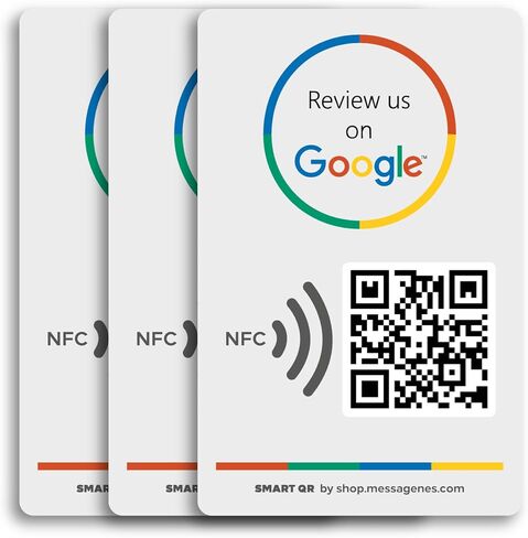Reusable Review Tap Sticker for Google Reviews - 1-Sticker - QR & Tap NFC Sticker - Review Us on Google Tap Sticker - iPhone & Android - Boost My Reviews Sticker - Set Up at Home | by MESSAGENES in Kuwait