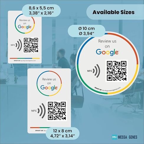 Reusable Review Tap Sticker for Google Reviews - 1-Sticker - QR & Tap NFC Sticker - Review Us on Google Tap Sticker - iPhone & Android - Boost My Reviews Sticker - Set Up at Home | by MESSAGENES in Kuwait