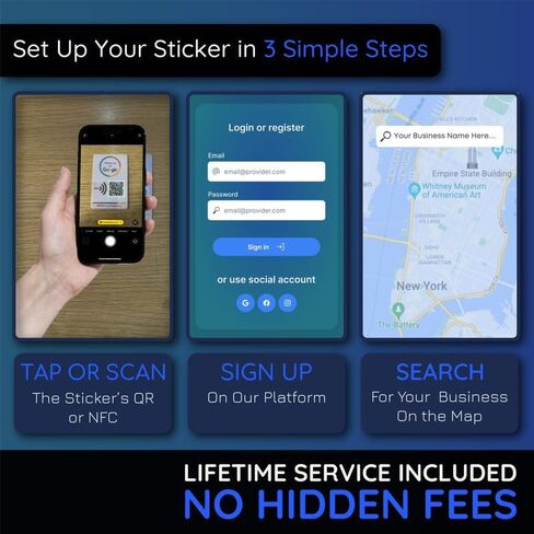 Reusable Review Tap Sticker for Google Reviews - 1-Sticker - QR & Tap NFC Sticker - Review Us on Google Tap Sticker - iPhone & Android - Boost My Reviews Sticker - Set Up at Home | by MESSAGENES in Kuwait