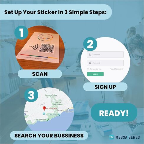 Reusable Review Tap Sticker for Google Reviews - 1-Sticker - QR & Tap NFC Sticker - Review Us on Google Tap Sticker - iPhone & Android - Boost My Reviews Sticker - Set Up at Home | by MESSAGENES in Kuwait
