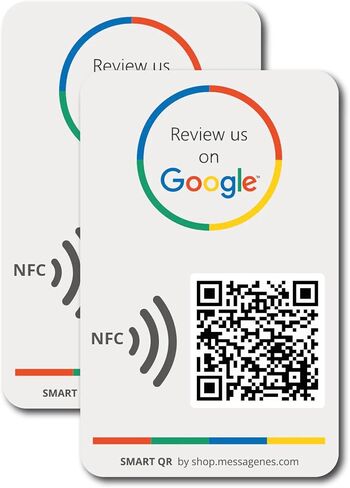 Reusable Review Tap Sticker for Google Reviews - 1-Sticker - QR & Tap NFC Sticker - Review Us on Google Tap Sticker - iPhone & Android - Boost My Reviews Sticker - Set Up at Home | by MESSAGENES in Kuwait