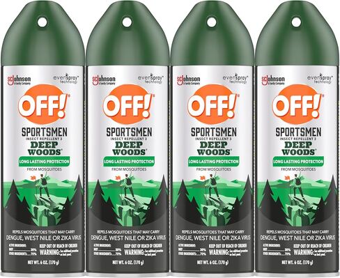 OFF! Deep Woods Sportsmen Insect Repellent Aerosol, Bug Spray Containing 30% DEET, Protects Against Mosquitoes and Ticks, 6 Oz, (Pack of 4) in Kuwait