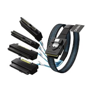 Mini-SAS to SAS-Cable: 1M SFF-8087 to SAS SFF-8482 Connector 4X SAS 29Pin with SATA-Power Adapter Cable (3.3FT)