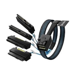 SFF-8643 Internal Mini SAS HD to (4) 29pin SFF-8482 connectors with SAS 15pin Power Port 12GB/S Cable 3.3ft(1m)