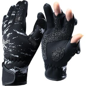 Drasry Neoprene Fishing Gloves Touchscreen 3 Cut Fingers Warm Cold Weather Suitable for Men and Women Ice Fishing Fly Fishing Photography Motorcycle Running Shooting