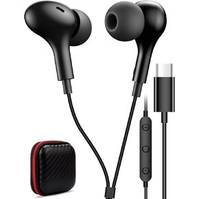 USB C Headphone for Samsung S23 FE S22 S21 S20 A53 A54 Wired Earbuds Magnetic in-Ear Type C Earphone with Microphone Volume Control Bass Stereo Noise Canceling for iPhone 15 Pro Max Pixel 6 6a 7a 8 5