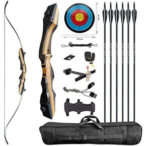Wooden Takedown Recurve Bow 62" Right Handed for Outdoor Training Practice Recurve Bow for Adult & Youth Beginner