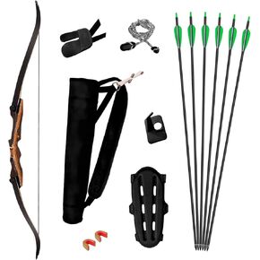 Samick Sage Takedown Recurve Bow and Arrow Set - 62 Inch Complete Ready-to-Use Longbow Archery Set - Includes 6 Arrows, Quiver, Bowstring & Stringer Tool, Arm & Finger Guard for Adults & Teens