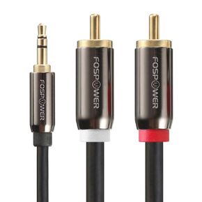 FosPower 3.5mm to RCA Cable (10FT), RCA Audio Cable 24K Gold Plated Male to Male Stereo Aux Cord [Left/Right] Y Splitter Adapter Step Down Design