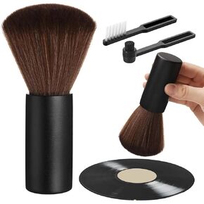 3 Pcs Vinyl Record Cleaning Brush Wooden Anti Static Dust Record Cleaner Brush Vinyl Brush Record Gap Cleaning Brush for Record Player Album Accessories(Dark Brown)