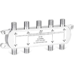 NEWCARE Digital 8-Way Coaxial Cable Splitter 5-2400MHz, RG6 Compatible, Work with Satellite/Cable TV and Internet, CATV Antenna System.(COAXIAL Cable NOT Included)