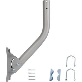 Heavy Duty Universal Adjustable Antenna Mount Pole(OD 1 11/16", Length 17 1/4"), Pole Mounting Bracket for Wall Eave Roof, Compatible with Antenna, Weather Station and WiFi Extender, with U-Bolt Kit