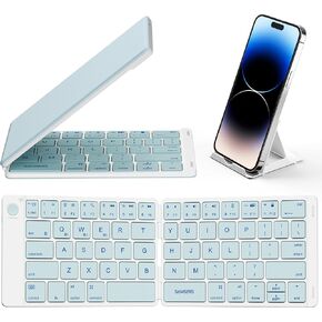 Samsers Ultra Slim Foldable Bluetooth Keyboard for Phone Tablet PC, Blue in Saudi Arabia