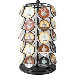Nifty K Cup Holder – Compatible with K-Cups, Coffee Pod Carousel | 35 K Cup Holder, Spins 360-Degrees, Lazy Susan Platform, Modern Black Design, Home or Office Kitchen Counter Organizer