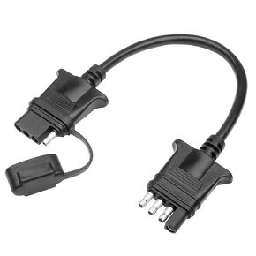 4 Pin Flat Trailer Extension Cable 48" 4FT, 18AWG 4 Way Trailer Wiring Conenctor Harness Vehicle-Side Trailer-Side 4 Prong Trailer Light Plug Trailer Hitch Wire Heavy Duty Copper Jacket Cable