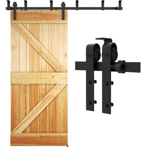 5.5FT Ceiling Mount Sliding Barn Door Hardware Kit Closet Rail Roller Bracket Accessory Suitable for Wooden Door