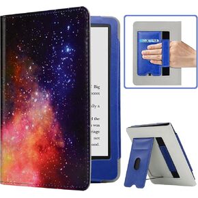 RSAquar Case for 6.8" Kindle Paperwhite (11th Generation-2021) and Kindle Paperwhite Signature Edition, Slim PU Leather Cover with Auto Sleep Wake, Hand Strap, Card Slot and Foldable Stand, Sky Blue
