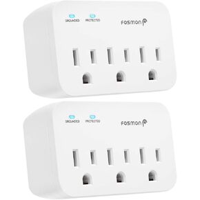 Fosmon Refrigerator Surge Protector, 3 Outlet Heavy Duty Appliance Surge Protector with High Joules for Fridge, Microwave, Washing Machine, Garage Door, 1200J, 1875 Watts, 3 Prong, ETL Listed- 2 Pack