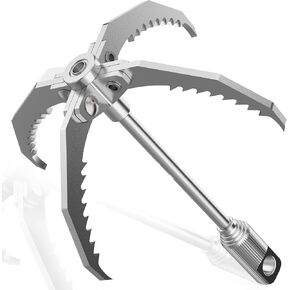 GanFindX PRO Grappling Hook, Heavy Duty | Folding 4-Claw Survival Claw, Multi-Purpose SUS Sawtooth Hook for Outdoor Camping Hiking Tree Rock Mountain Climbing (Grappling Hooks W/Rope)