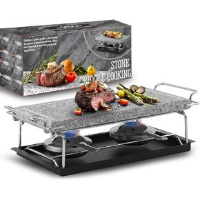 Artestia Cooking Stones for Grilling Smokeless Korean BBQ Grill Indoor Outdoor Grill Removable Natural Cooking Stone Fast Heating, Ideal for Dinner and Family Fun