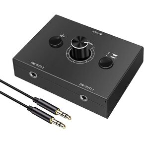3.5mm Stereo Audio Switch Audio Switcher Passive Speaker Headphone Manual Selector Splitter Box Audio Sharing