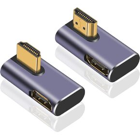 Poyiccot 8K HDMI 90 Degree Adapter, Left Angle HDMI Male to Female Extension Adapter Support 48Gbps Bandwith, 8K@60hz Resolution for 3D HDR, Laptop,DVD,TV, Monitors,PS5 (2-Pack)