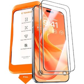 TORRAS Military-Grade Shatterproof for iPhone 16 Pro Screen Protector [9H+ Aerospace Tempered Glass＆ One-Step Installation] Full Coverage Fit Bubble Free Top-Notch Protection, 2 Pack, GlassGo X