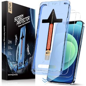 MAGIC JOHN 2 Pack for iPhone 12/iPhone 12 Pro 6.1 inch Tempered Glass Screen Protector, Auto Dust-Elimination Installation, Bubble Free, HD Clear, Easy Installation