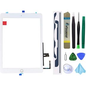 Touch Screen Replacement for iPad 6 9.7 inch 2018, Digitizer Replacement for iPad 6 th Gen A1954 A1893 with Home Button+ Pre-Installed Adhesive + Professional Tool Kit(White)