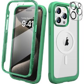 حافظة Diaclara المغناطيسية لهاتف iPhone 15 Pro Max [متوافقة مع MagSafe] واقي شاشة مدمج مضاد للخدش، غطاء هاتف عسكري مقاوم للسقوط 15 Pro Max 6.7 بوصة، أزرق مغناطيسي