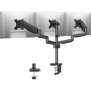 MOUNTUP Triple Monitor Stand Mount - 3 Monitor Desk Mount for Computer Screens Up to 27 inch, Triple Monitor Arm with Gas Spring, Heavy Duty Monitor Stand, Each Arm Holds Up to 19.8 lbs, MU0006