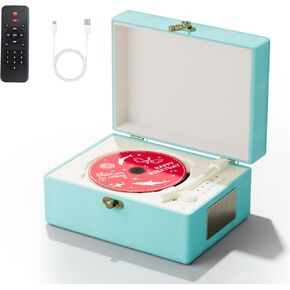 Blue Time Music Box CD Player with Speakers for Home Decor
