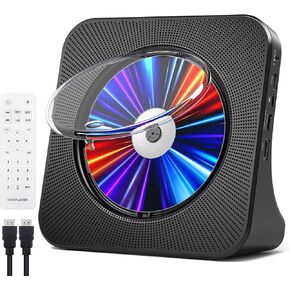 Gueray DVD Player for TV CD Player for Home with Bluetooth Speakers Supports Remote Control Display FM Radio with CD Player USB Card Playback 3.5 mm AUX Alarm Clock All Region Free with AV Dust Cover