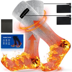 Heated Socks for Men Women, 5000mAh Upgraded Battery Heating Socks Rechargeable Washable, Electric Socks Foot Warmer for Hunting Camping Skiing Sports Outdoor Work