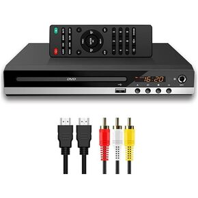 HD DVD Player for TV CD Player for Home HDMI and RCA Cables Remote Control USB Input 1080p All Region Free Breakpoint Memory Support TV Monitor and Projector