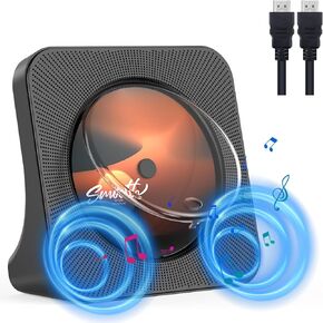DVD Player for TV All Region Free Desktop DVD/CD Player for Home with Bluetooth Speakers Display Alarm Clock FM Radio with CD Player USB Card Playback