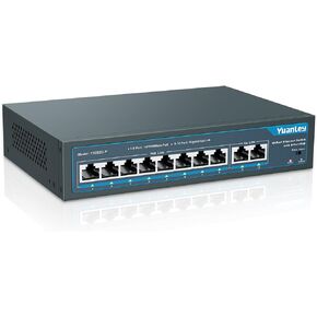 Yuanley 24 Port PoE Switch with 2 Gigabit Ethernet Uplink Port, Unmanaged 26 Port 802.3af/at 400W Power PoE+ Network Switch, Rackmount Plug and Play
