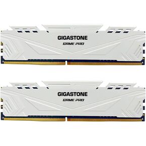 【DDR4 RAM】 GIGASTONE Game PRO 32GB Kit (2x16GB) DDR4 3200MHz PC4-25600 CL 16-18-18-40 Intel XMP 2.0 AMD Ryzen 1.35V UDIMM 288 Pin ذاكرة سطح المكتب للألعاب عالية الأداء وغير ECC - أبيض