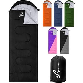 Sportneer Sleeping Bag, 3 Seasons Warm Cold Weather Sleeping Bags for Adults Kids Boys Girls with Compression Sack- Lightweight Camping Essentials Gear Accessories, Backpacking, Hiking