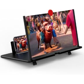 16" Screen Magnifier for Cell Phone – 3D HD Magnifing Screen Enlarger Projector for Movies Videos and Gaming – Foldable Mobile Phone Stand Holder with Screen Amplifier (Black-16)