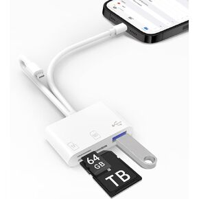 SD Card Reader for iPhone iPad Card Viewer Supports SD and TF Card Micro SD Card Adapter No App Required