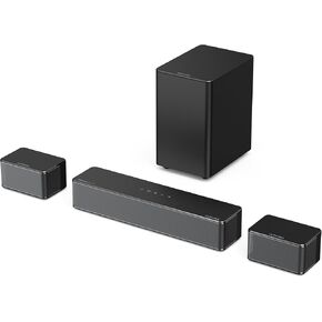ULTIMEA 5.1 Sound Bar Compatible with Dolby Atmos, Peak Power 410W, Sound Bar for Smart TV with Subwoofer, 3D Surround Sound System for TV, Surround and Bass Adjustable Home Theater, Poseidon D60