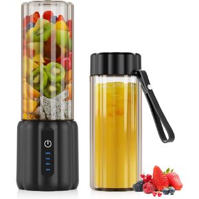 COKUNST Portable Blender, Small Blender for Smoothies & Shakes, 17 OZ Personal Blender with 6 Blades & Power Display, USB-C Rechargeable Mini Mixer Travel Blender with Extra Lid for Kitchen Office Gym