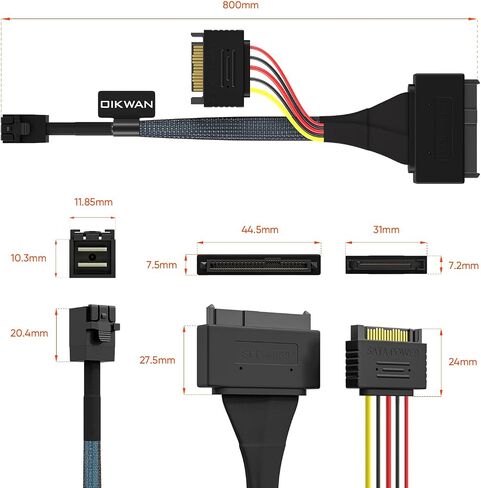 HD Mini-SAS(SFF-8643) to U.2 (SFF-8639) NVMe SSD Cable 2.6feet in Kuwait