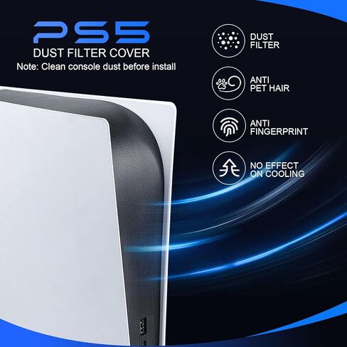 غطاء غبار لجهاز PS5، ملحقات PS5، فلتر غبار لوحدة تحكم PlayStation 5، مضاد لشعر الحيوانات الأليفة، متوافق مع القرص/الإصدار الرقمي in Saudi Arabia